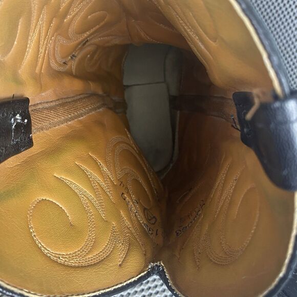 Acme Cowboy Boots Mens 11 D Black Block Heel Embroidered Western Pull On Boots - Picture 14 of 16